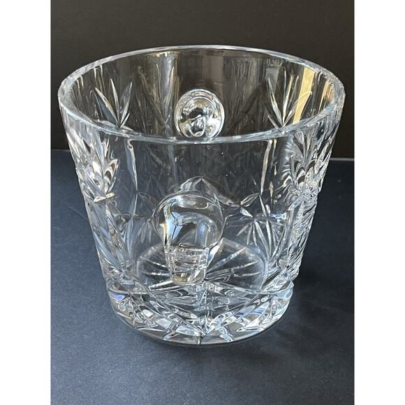 Vtg. Cut Crystal Ice Bucket Whirling Pinwheel Star Of David Cocktail Barware - Picture 5 of 11